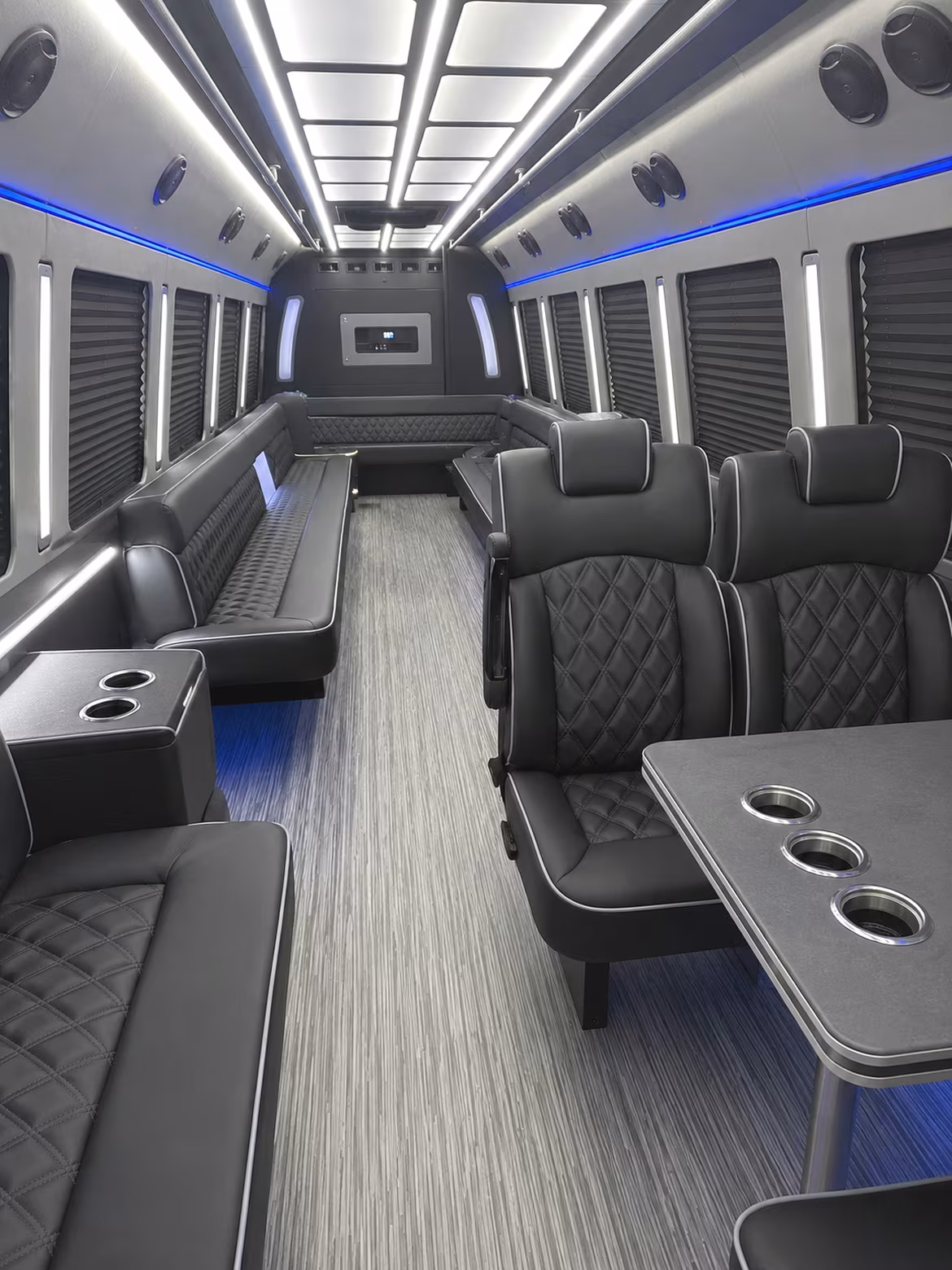 new haven 25 passenger party bus inside