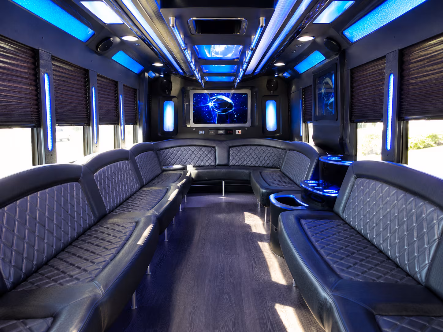 new haven 28 passenger party bus inside